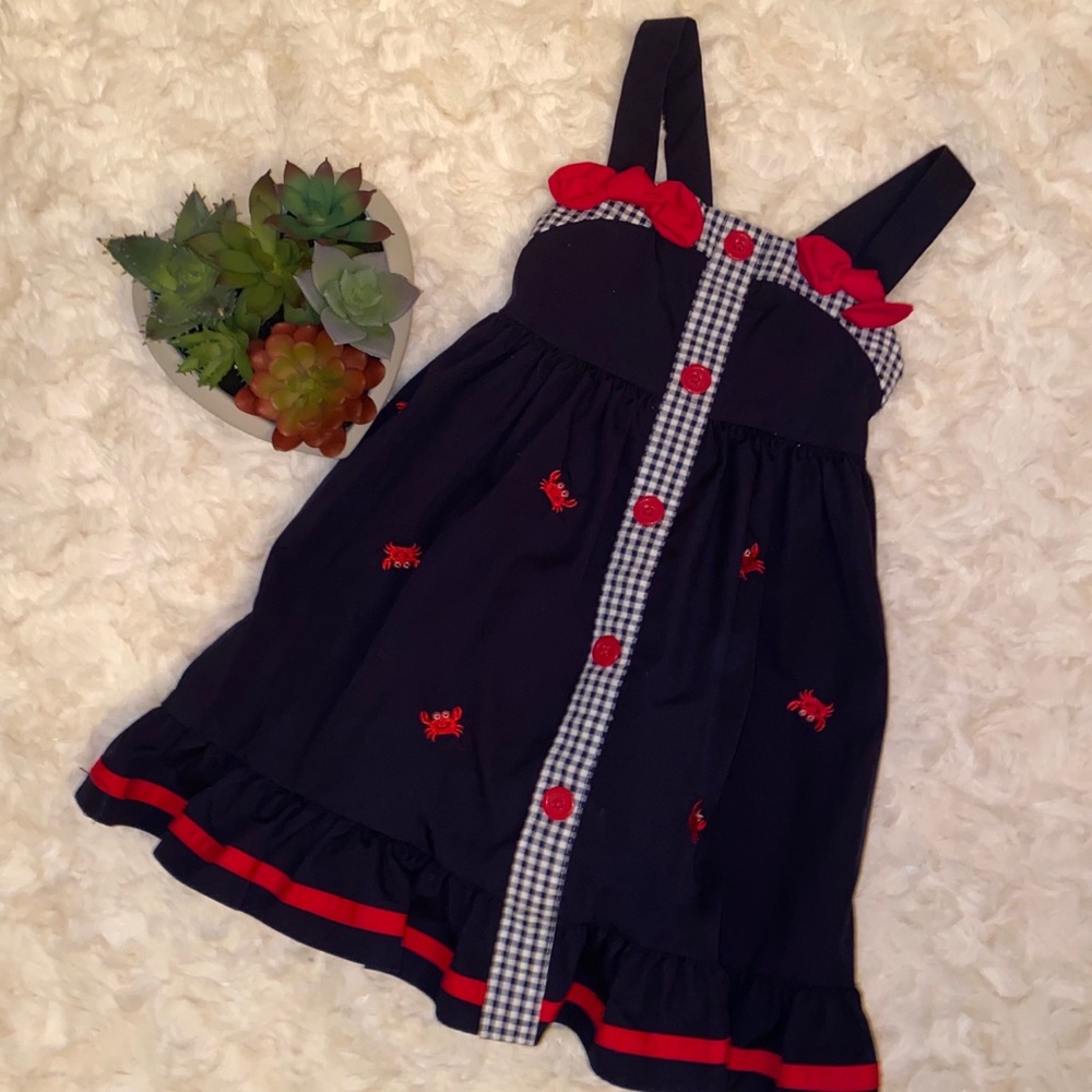 Goodlad Boutique Gingham Jumper w/Crabs Sz. 3T